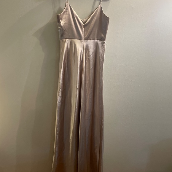 Birdy Grey Silky Floor Length Dress V Neck Empire Waist - Picture 3 of 5